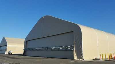 Hangar Door installed on Fabric Hangar